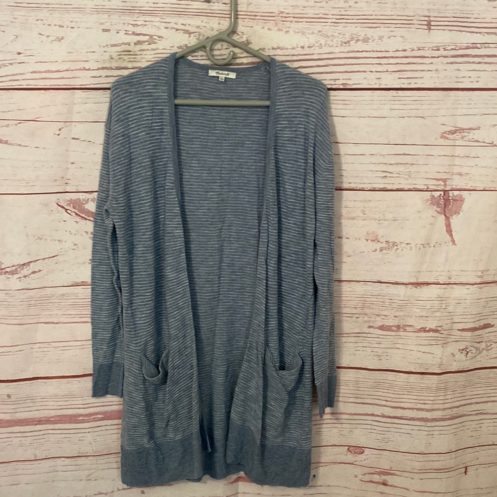 Madewell striped long open face cardigan